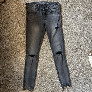 American Eagle gray distressed jeans